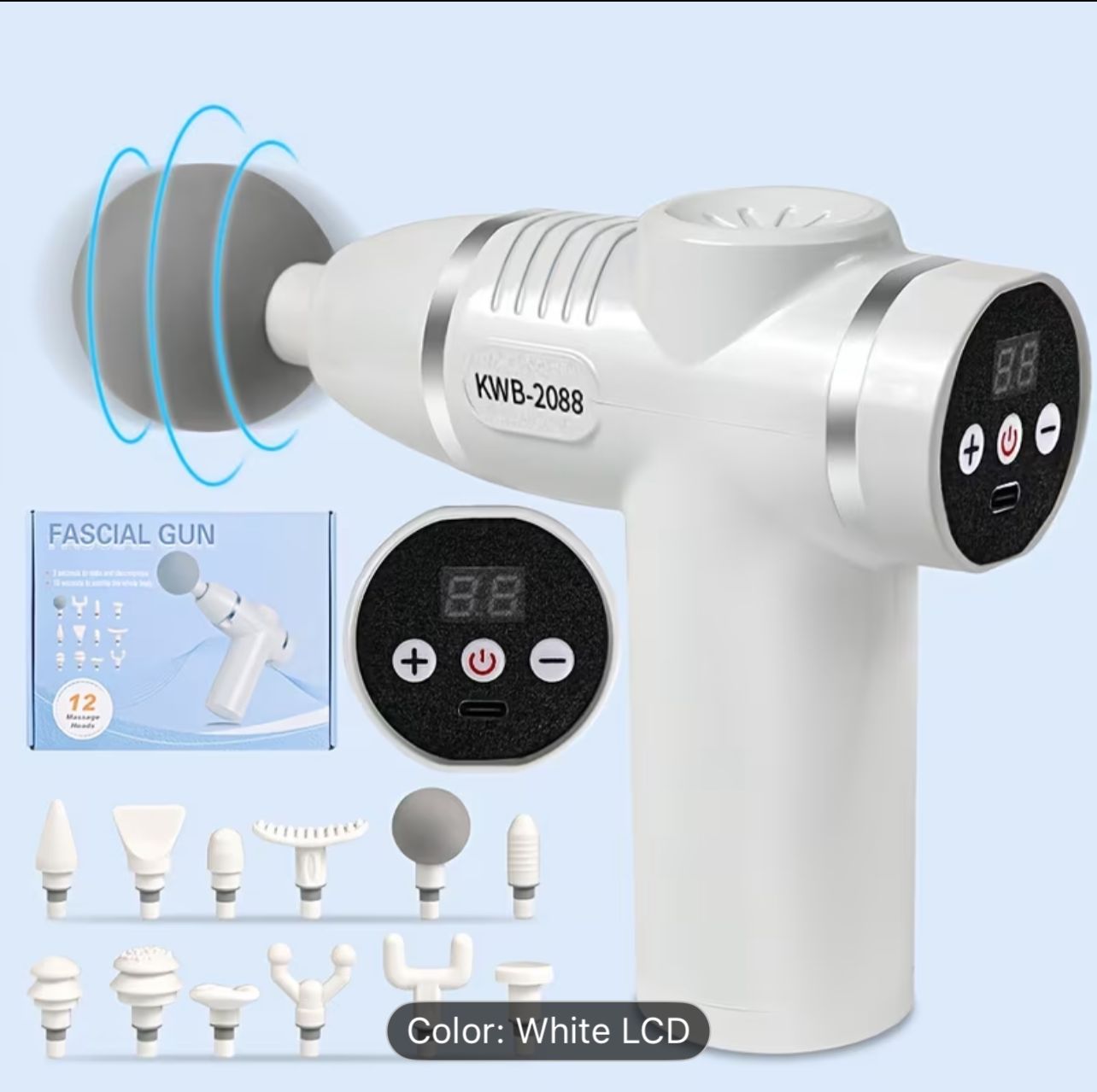 مسدس مساج ميني بشاشة رقمية – 12 رأس